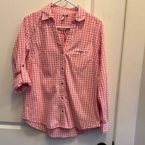 Kut from the Kloth pink gingham button down blouse, Small